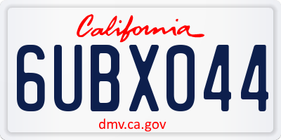 CA license plate 6UBX044