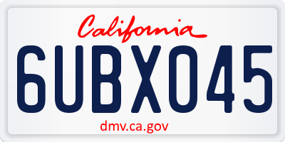 CA license plate 6UBX045