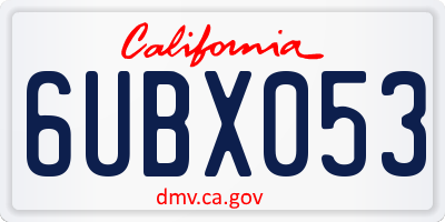 CA license plate 6UBX053