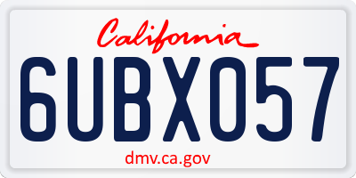 CA license plate 6UBX057