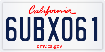 CA license plate 6UBX061
