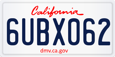 CA license plate 6UBX062