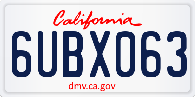 CA license plate 6UBX063