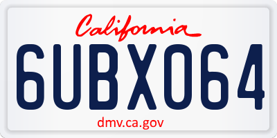 CA license plate 6UBX064
