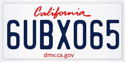 CA license plate 6UBX065