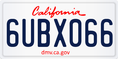 CA license plate 6UBX066