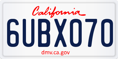 CA license plate 6UBX070