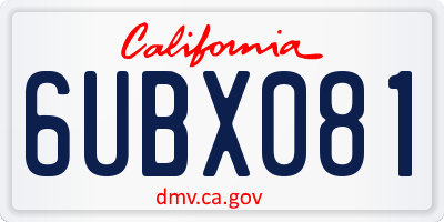 CA license plate 6UBX081