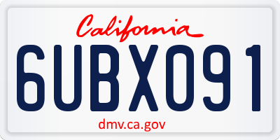 CA license plate 6UBX091