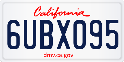 CA license plate 6UBX095