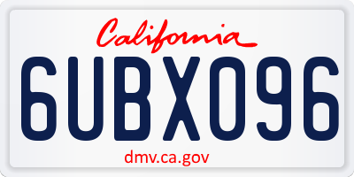 CA license plate 6UBX096