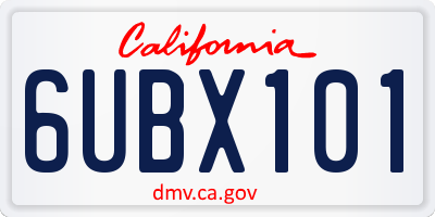 CA license plate 6UBX101