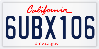 CA license plate 6UBX106