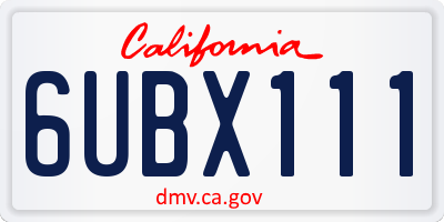 CA license plate 6UBX111