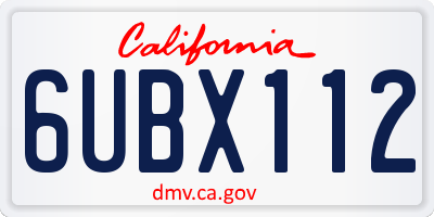 CA license plate 6UBX112