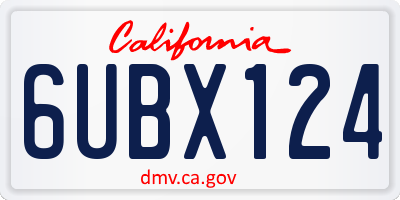 CA license plate 6UBX124