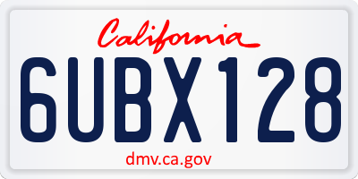 CA license plate 6UBX128
