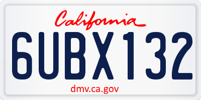 CA license plate 6UBX132