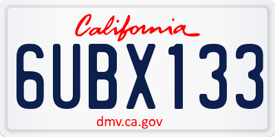 CA license plate 6UBX133
