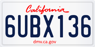 CA license plate 6UBX136