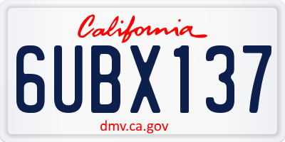 CA license plate 6UBX137