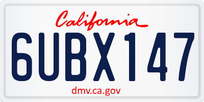 CA license plate 6UBX147