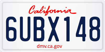 CA license plate 6UBX148