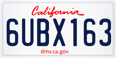 CA license plate 6UBX163