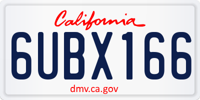 CA license plate 6UBX166