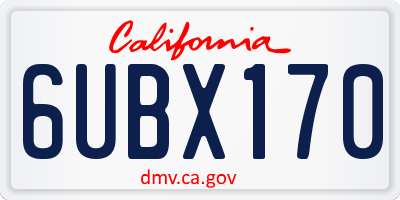 CA license plate 6UBX170