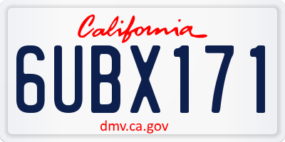CA license plate 6UBX171