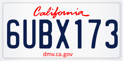 CA license plate 6UBX173