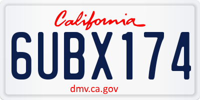 CA license plate 6UBX174