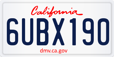 CA license plate 6UBX190