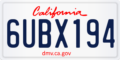 CA license plate 6UBX194