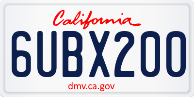 CA license plate 6UBX200