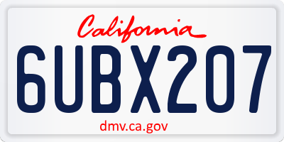CA license plate 6UBX207