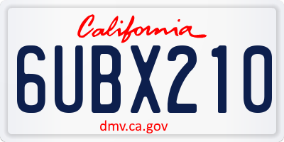 CA license plate 6UBX210