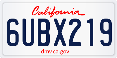 CA license plate 6UBX219