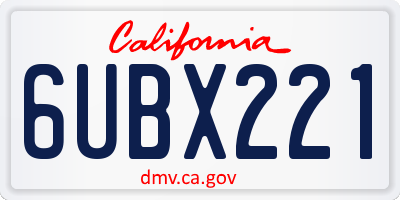 CA license plate 6UBX221
