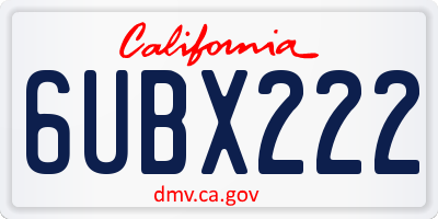 CA license plate 6UBX222