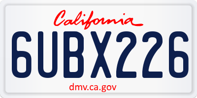 CA license plate 6UBX226