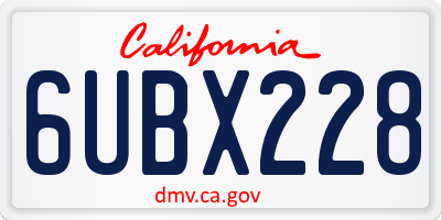 CA license plate 6UBX228