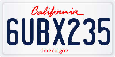 CA license plate 6UBX235