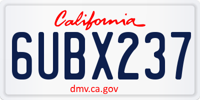 CA license plate 6UBX237