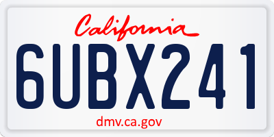 CA license plate 6UBX241