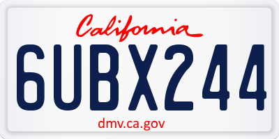 CA license plate 6UBX244