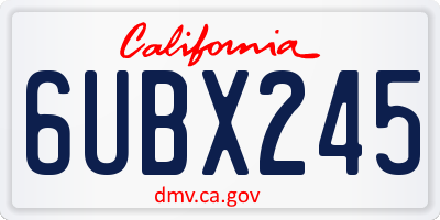 CA license plate 6UBX245