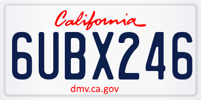 CA license plate 6UBX246