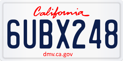 CA license plate 6UBX248